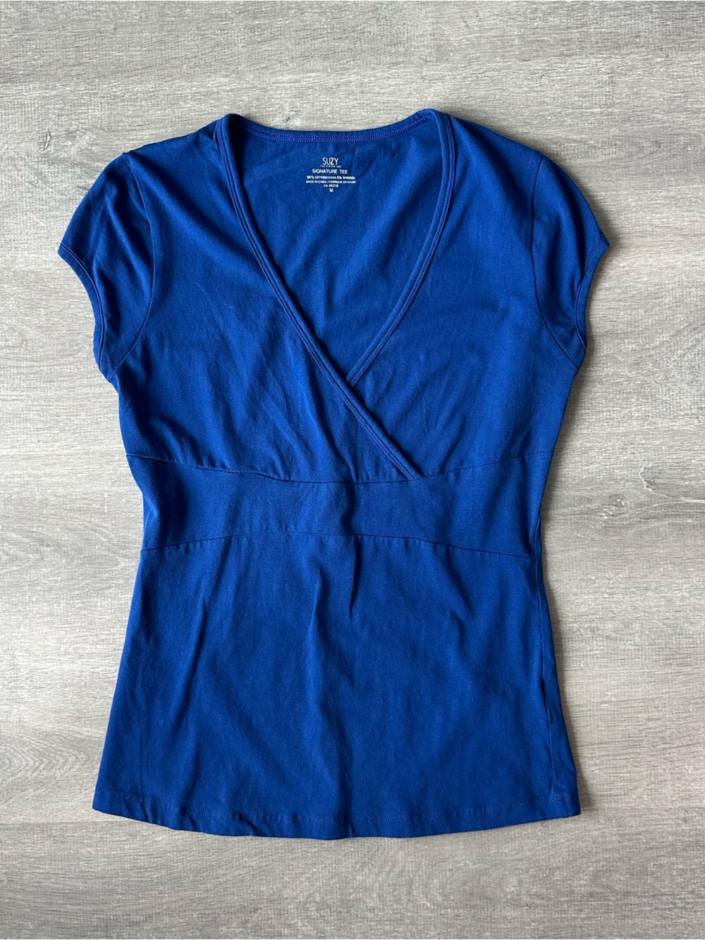Suzy Wrap-Style Cap Sleeve Top in Royal Blue
